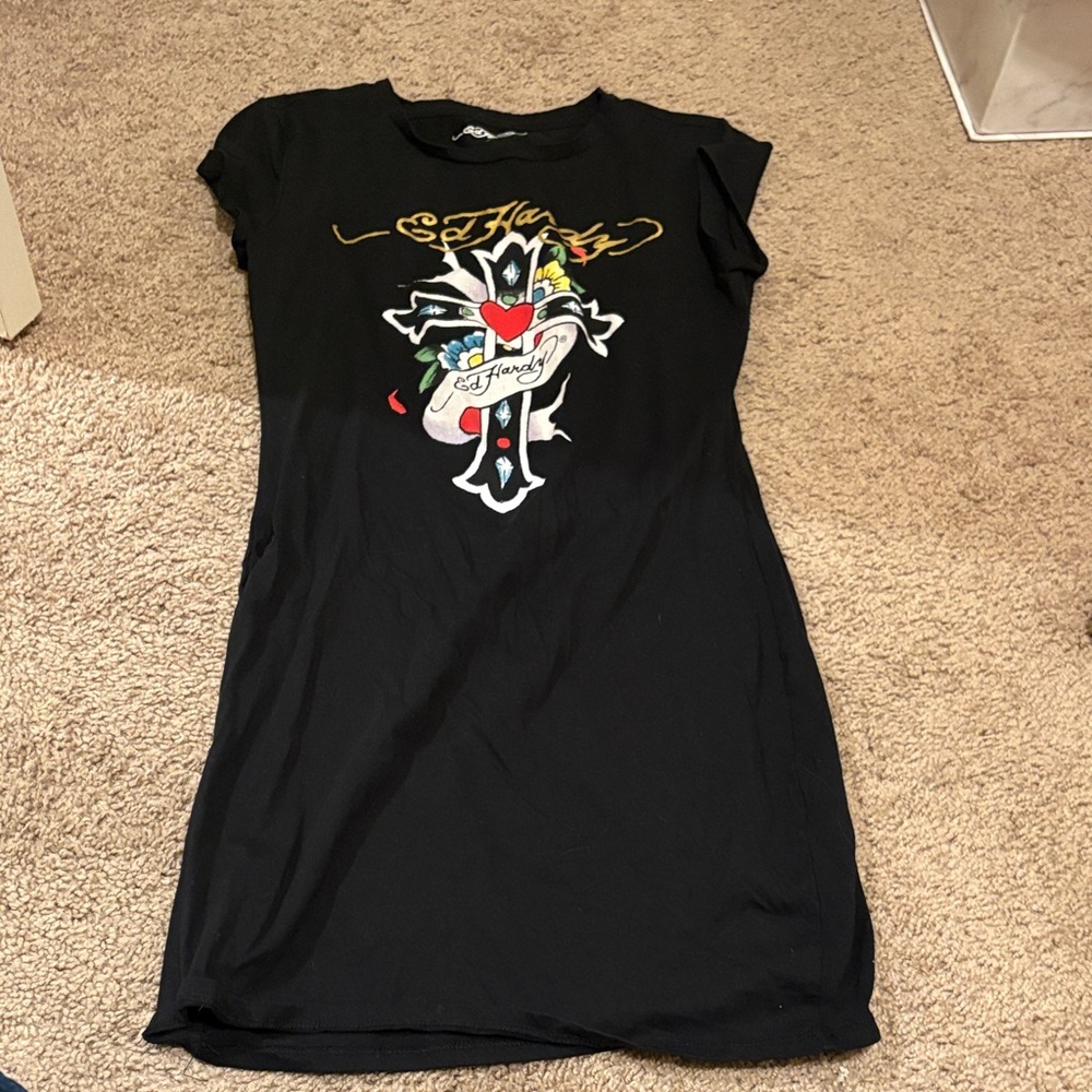 Ed Hardy Black Dress with Colorful Graphic